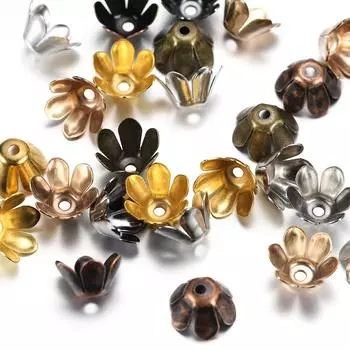 50 шт./лот 10,5x6 мм сплава бусины шапки позолоченные цветы филигранные бусины подвески фурнитура для ювелирных изделий своими руками аксессуары