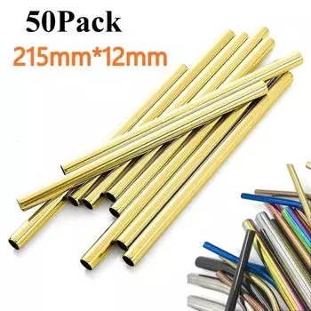 50 шт./лот 304 соломинки из нержавеющей стали многоразовые металлические трубочки для питья чая с пузырьками 215 мм*12 мм прямые изогнутые острые трубочки Boba