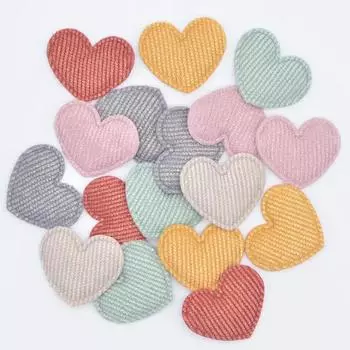 50 шт./лот 35*30 мм мягкая блестящая ткань сердечки аппликации для DIY шляпа одежда леггинсы швейные принадлежности головные уборы декор нашивки
