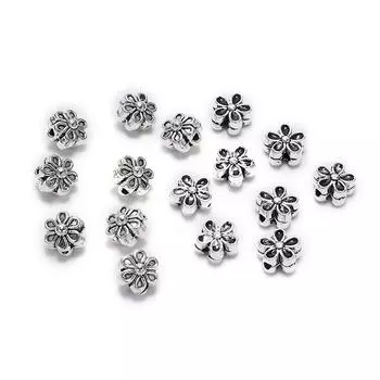 50 шт./лот, 6 мм, тибетские античные прокладки для семян, цветочные бусины, свободные бусины для самостоятельного изготовления ювелирных изделий, браслет, ожерелье, серьги 5 Petals Flower
