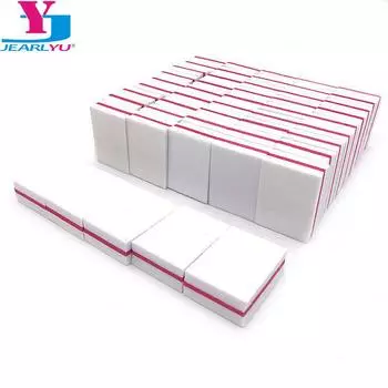 50 шт./лот, белая шлифовальная пилка для ногтей, блок для полировки лака, мини-пилочки для полировки ногтей 100/180, инструменты для маникюра и педикюра Lima, маникюрный салон белый