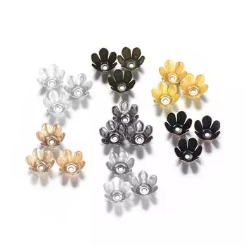 50 шт./лот, бусины в виде лепестков цветов, шапки с шестью листьями, объемные концевые проставки, подвески, шапки из бисера для изготовления ювелирных изделий, принадлежности «сделай сам»