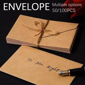 50 шт./лот черно-белый конверт из крафт-бумаги в стиле ретро, конверт в европейском стиле для открытки, письма, скрапбукинга, приглашения, конверты