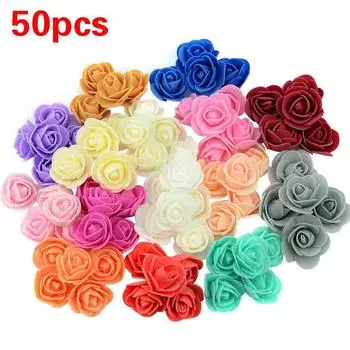 50 шт./лот DIY цветы из пенопласта ручной работы 3,5 см голова розы искусственная полиэтиленовая пена Роза свадебное украшение белый