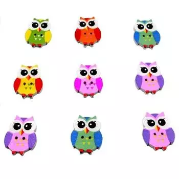 50 шт./лот Креативные оптовые Милые Совята Детские Деревянные Пуговицы для Шитья Скрапбукинг 2 отверстия