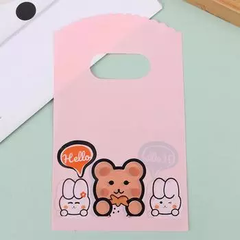 50 шт./лот, небольшой пластиковый пакет с разными дизайнами, 9X15 см, подарочный пакет с ручкой, подвески, серьги, упаковочные пакеты для ювелирных изделий 01