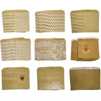 50 шт./лот, пакет для сладостей, высококачественные бумажные пакеты для вечеринок, шевронные полосатые пакеты в горошек, бумажные пакеты для творчества, пакеты для выпечки 50 pcs