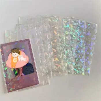 50 шт./лот, прозрачные рукава для карт, 5,7x8,6 см, маленькие звезды, лазерная мигающая карточка, защитный чехол для карт, защитная пленка 7.5*10cm