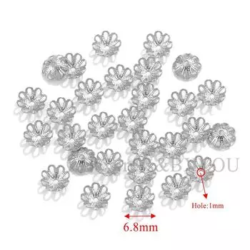 50 шт./лот Разделительные бусины-колпачки в виде лепестков цветка из нержавеющей стали, Шармы, Чашечки для бусин, Фурнитура для изготовления ювелирных изделий