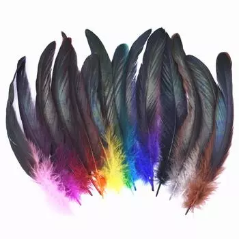 50 шт./лот, разноцветные петушиные перья для поделок, украшение в виде курицы для рукоделия и поделок, карнавальные аксессуары «сделай сам», шлейфы жёлтый