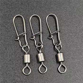 50 шт./лот рыболовный соединитель 2# 4# 6# 8# 10# штифт подшипник качения вертлюг нержавеющая сталь с защелкой рыболовный крючок приманка снасть