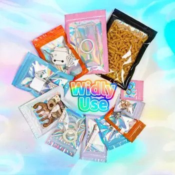 50 шт. майларовых пакетов, многоразовых, герметичных, голографических, с застежкой-молнией, ювелирных изделий, конфет, образцов продукции, упаковочных материалов для малого бизнеса 6x10cm