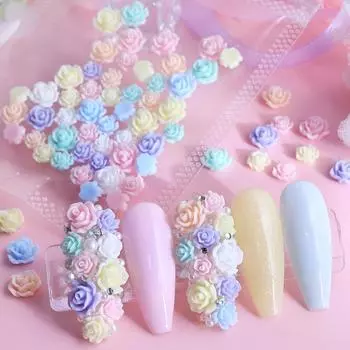 50 шт. Макарон Цвет Камелия Роза Нейл-арт Подвески Цветочные Украшения Для Ногтей Из Смолы Аксессуары Для Дня Святого Валентина Принадлежности Для Ногтей Части