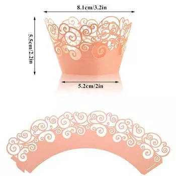 50 шт., маленькие кружевные вкладыши с виноградной лозой, полые обертки для кексов, художественные бумажные стаканчики для выпечки, самодельные стаканчики для украшения свадьбы, дня рождения золотой