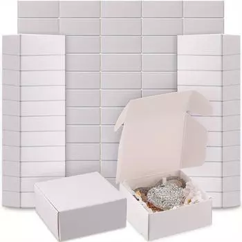 50 шт. Маленькие подарочные коробки с крышками, мини-квадратная крафт-коробка для ювелирных изделий, колец, поделок и еды, сережек, конфет, подарков, свадебная шкатулка для украшений на вечеринку 50pcs белый