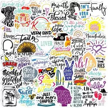 50 шт. Маленький размер 4 см Наклейка с вдохновляющим текстом на английском языке для чашки для воды, шлема, чемодана, ноутбука, граффити