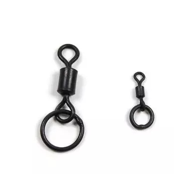 50 шт., матовая черная вращающаяся защелка для ловли карпа с кольцевым защелкивающимся разъемом, аксессуары для ловли карпа S
