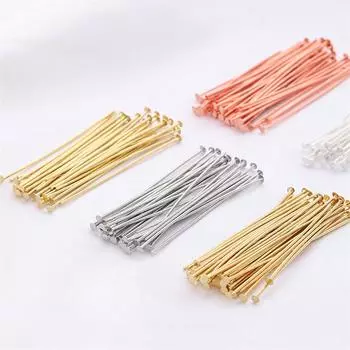 50 шт. медная Т-образная игла 9-образная шарообразная игла для DIY ожерелья, браслета, сережек, изготовления ювелирных изделий, аксессуары для рукоделия 0.7x21mm серебряный