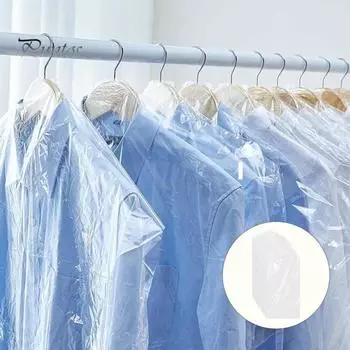 50 шт. мешков для химчистки, прозрачные пыленепроницаемые пластиковые мешки для одежды, подвесная сумка для хранения одежды для химчистки, дома, путешествий L