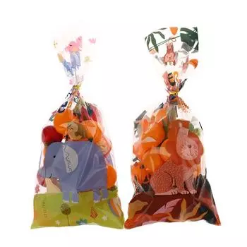 50 шт. мешочков для печенья и конфет в виде животных джунглей, украшения для дня рождения в стиле сафари для гостей, товары для дня рождения для детей, детский душ