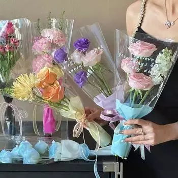 50 шт. мешок OPP упаковочный мешок для цветов упаковочный материал бумажный мешок для цветов подарок на День святого Валентина