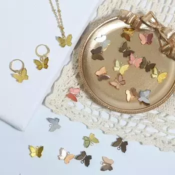 50 шт., металлическая медная подвеска-бабочка, подвеска, DIY ювелирные аксессуары, аксессуары для ювелирных изделий, принадлежности для ювелирных изделий 11x13mm