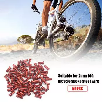 50 шт. металлические ниппели для спиц 14 г, 2 мм, детали для горного велосипеда (красный)