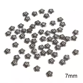 50 шт металлические полые цветочные бусины, колпачки, коннекторы для изготовления ювелирных изделий своими руками 20 серебряный