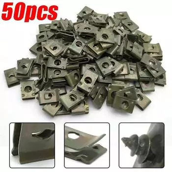 50 шт. металлические винтовые крепежные зажимы для автомобилей и мотоциклов, U-образный зажим с винтовой защитой от ржавчины, винтовая пряжка, листовое железо