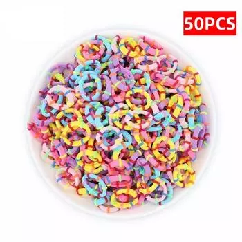 50 шт. Милая детская резинка для волос Радужная мини-резинка 2 см эластичная повязка на голову для девочек модная эластичная маленькая резинка чёрный