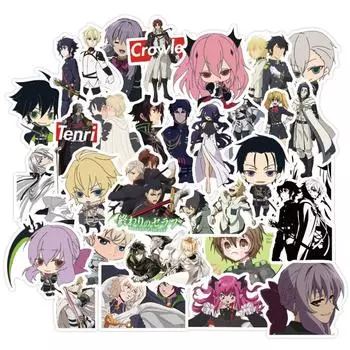50 шт., милые аниме-наклейки «Серафим Конца», скейтборд, гитара, ноутбук, багаж, велосипед, наклейки, детские водонепроницаемые наклейки, игрушки
