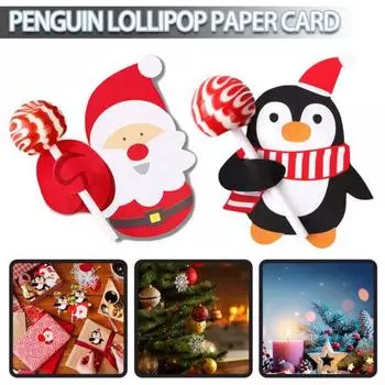 50 шт. милые мультяшные бумажные леденцы-карточки Санта-Клауса DIY леденец подарочная упаковка Декор Рождество 2022 Навидад новогоднее украшение