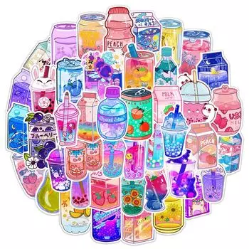 50 шт., милые мультяшные наклейки Ins Wind Drink, такие же милые наклейки Vtuber, наклейки для багажа, наклейки на кружку, наклейки для украшения ноутбука