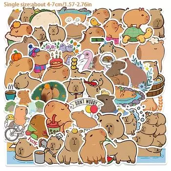 50 шт. милые мультяшные животные наклейки капибара детский подарок для ноутбука багажа телефона ноутбука водонепроницаемые граффити велосипедные наклейки