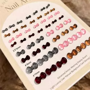 50 шт. милые подвески-бантики для ногтей, маленькие разноцветные бантики, аксессуары для дизайна ногтей, плоские смоляные стразы, украшения для ногтей, летние детали коричневый