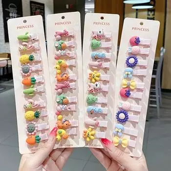 50 шт. милые заколки для волос с фруктами и животными для маленьких девочек и малышей