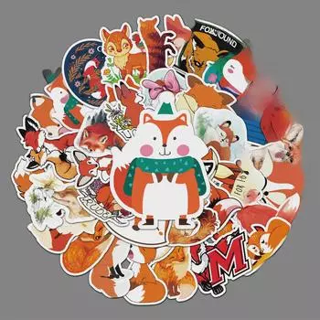 50 шт. милых наклеек с изображением лисы - самодельные декоративные наклейки для багажа, холодильника и автомобиля 50 Foxes
