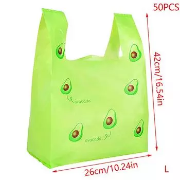 50 шт., милый пластиковый пакет с фруктами, сумки для переноски с ручкой, упаковка для пищевых продуктов, розничная торговля, супермаркет, продукты для покупок, домашнее хранение L2