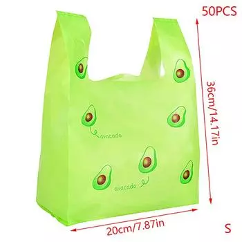50 шт., милый пластиковый пакет с фруктами, сумки для переноски с ручкой, упаковка для пищевых продуктов, розничная торговля, супермаркет, продукты для покупок, домашнее хранение S2
