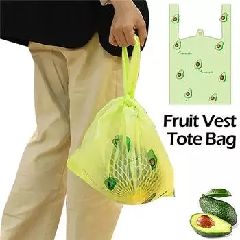 50 шт., милый пластиковый пакет с фруктами, сумки для переноски с ручкой, упаковка для пищевых продуктов, розничная торговля, супермаркет, продукты для покупок, домашнее хранение 20*41cm зелёный