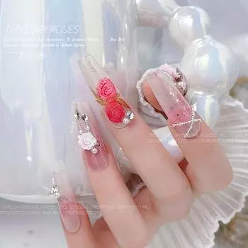 50 шт. мини-цветок для дизайна ногтей, драгоценные камни из смолы, поделки для ногтей, 3D наклейки для гель-лака, аксессуары для ногтей, разноцветные розы
