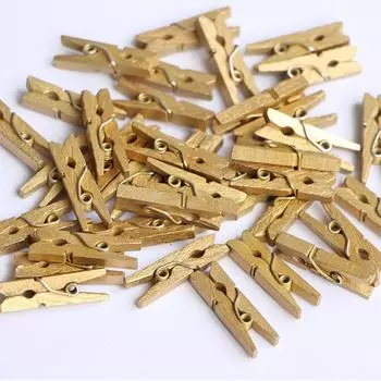 50 шт. мини-деревянный зажим, подвесная прищепка для фотобумаги, зажимы для рукоделия, сделай сам, V6B4 C4N6 golden-One-size