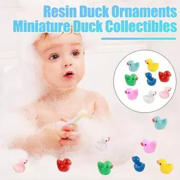 50 шт. Мини-игрушка из смолы в виде утки, красочное маленькое украшение в виде утки, миниатюрная фигурка животного, настольное украшение, подарок на день рождения, праздник, Рождество