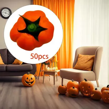50 шт. Мини Искусственные Тыквы Искусственные Овощи Украшение на Хэллоуин Маленький Искусственный Пенопласт для 3.8cmx3.4cm
