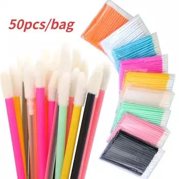 50 шт. мини-кисть для оттенка губ, одноразовая тушь, палочка для наращивания ресниц, аппликатор, инструменты для макияжа