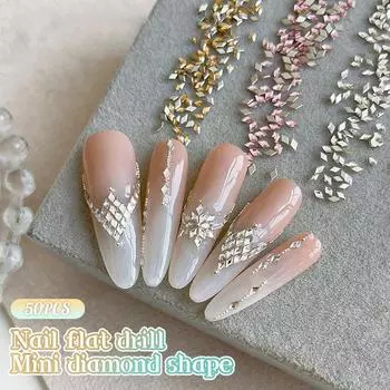 50 шт. мини-маркизы для дизайна ногтей циркониевые стразы кристаллы алмазные аксессуары для украшения ногтей маникюрный декор белый