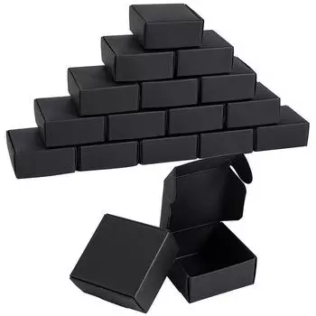 50 шт. Мини-подарочная коробка, черная маленькая подарочная коробка, подарочная коробка из крафт-бумаги, квадратная подарочная упаковка, подарочная коробка с крышкой, маленькая коробка, подходящая для невест, дарящих подарки 50pcs чёрный