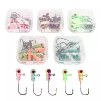 50 шт. Мини-приманки для подледной рыбалки из металла разных цветов с коробкой для хранения для мелкой рыбы