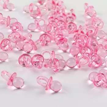 50 шт., мини-пустышки, акриловые, прозрачные, для детского душа, подарок на крещение, украшение для домашнего стола розовый