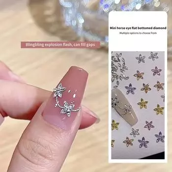 50 шт. мини-стразы для дизайна ногтей, хрустальные акриловые плоские бриллианты, смешанная форма, блестящие, роскошные аксессуары для маникюра своими руками 3